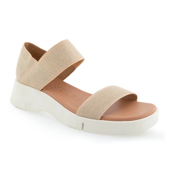 Aerosoles Shoes - NWT Aerosoles  Freedom Lightweight Slip On Elastic Gold Sandal Cushioned 9.5